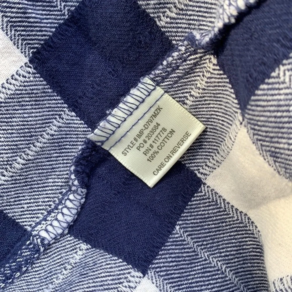 LOVE STITCH Flannel Pearl Button Down Blue Shirt - Picture 4 of 5